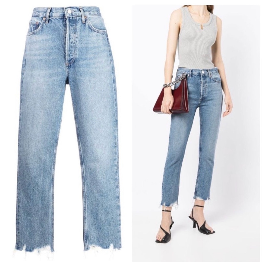 Agolde Riley Crop Jeans - Raw Hem